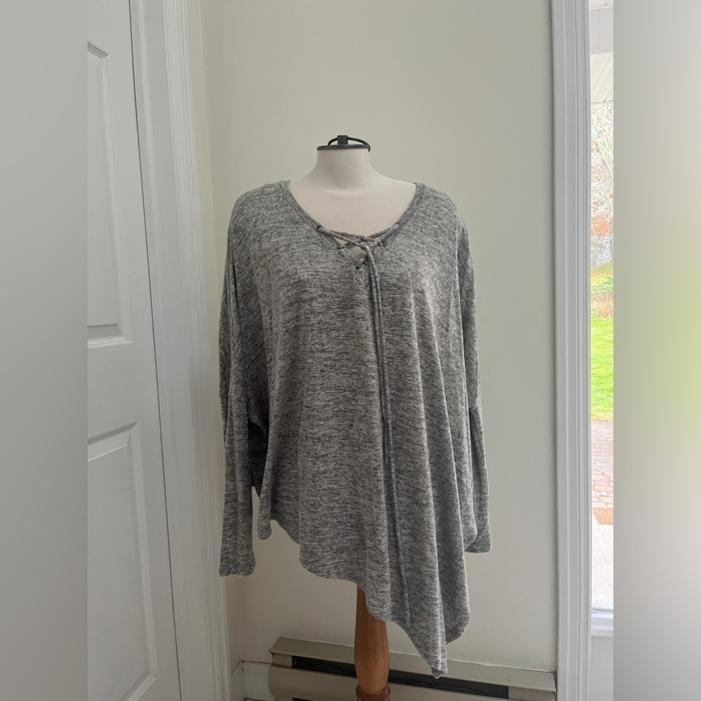 Lightweight sweater  by George, uneven hem tie closure at neck women’s XXL